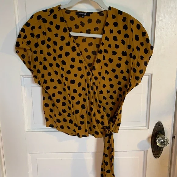 Madewell Leopard Wrap Top, Sz Small - Picture 6 of 7